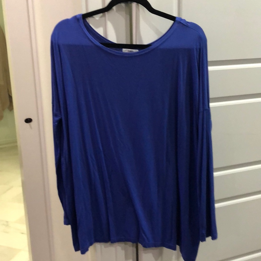 Long sleeve blue womens Piko size L top